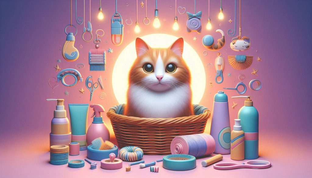 Colorful grooming tools around a pet.